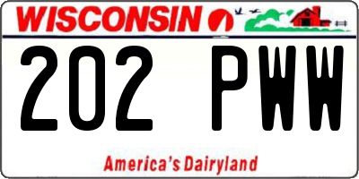 WI license plate 202PWW