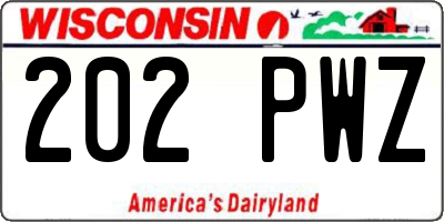 WI license plate 202PWZ