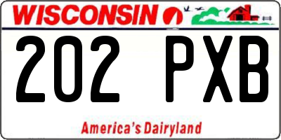 WI license plate 202PXB