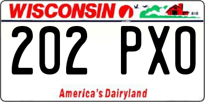 WI license plate 202PXO