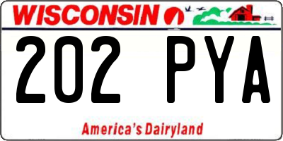 WI license plate 202PYA