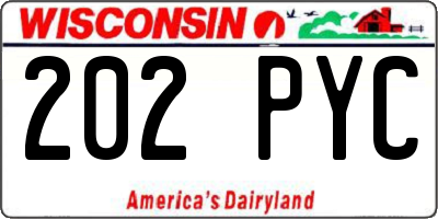 WI license plate 202PYC