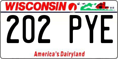 WI license plate 202PYE