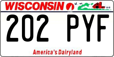 WI license plate 202PYF