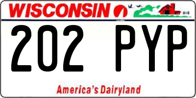 WI license plate 202PYP