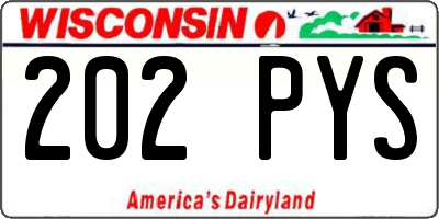 WI license plate 202PYS
