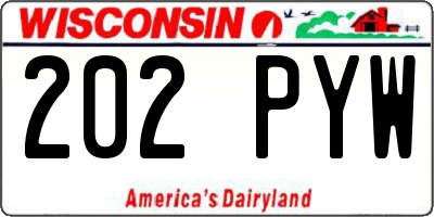 WI license plate 202PYW