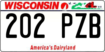 WI license plate 202PZB