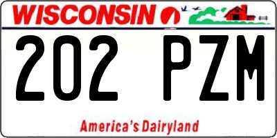 WI license plate 202PZM