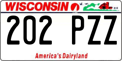 WI license plate 202PZZ