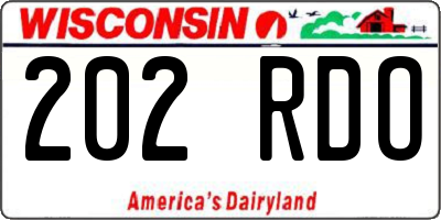 WI license plate 202RDO