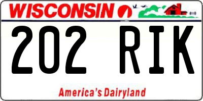 WI license plate 202RIK