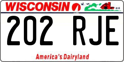 WI license plate 202RJE