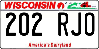 WI license plate 202RJO