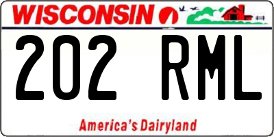 WI license plate 202RML