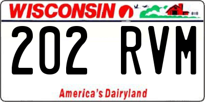 WI license plate 202RVM