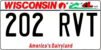 WI license plate 202RVT