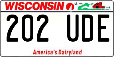 WI license plate 202UDE