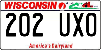 WI license plate 202UXO