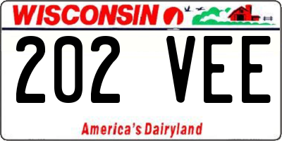 WI license plate 202VEE