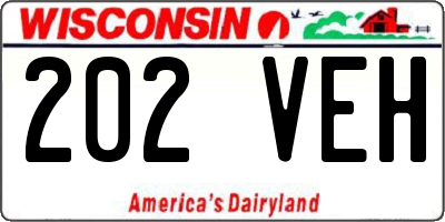 WI license plate 202VEH