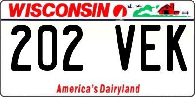 WI license plate 202VEK