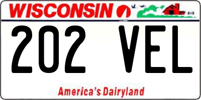 WI license plate 202VEL