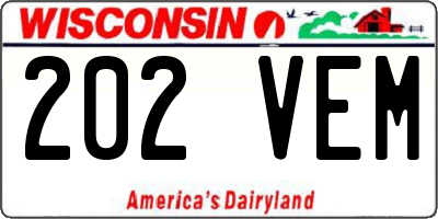 WI license plate 202VEM