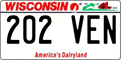 WI license plate 202VEN