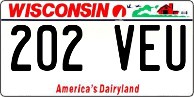 WI license plate 202VEU