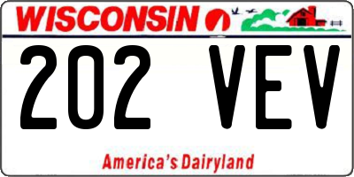 WI license plate 202VEV