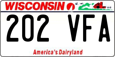 WI license plate 202VFA