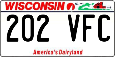 WI license plate 202VFC