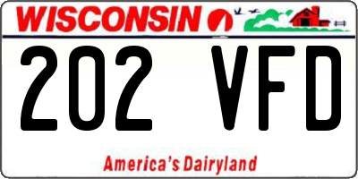 WI license plate 202VFD