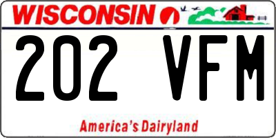 WI license plate 202VFM