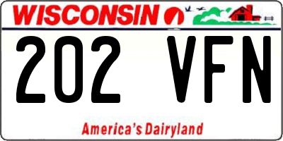 WI license plate 202VFN