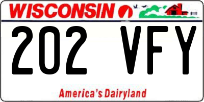 WI license plate 202VFY
