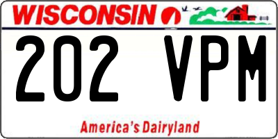 WI license plate 202VPM