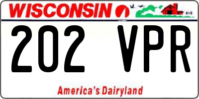 WI license plate 202VPR
