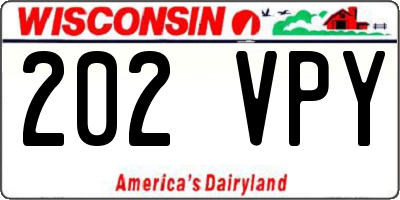 WI license plate 202VPY