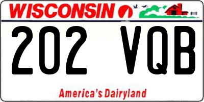 WI license plate 202VQB
