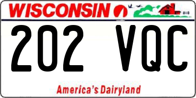WI license plate 202VQC