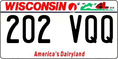 WI license plate 202VQQ