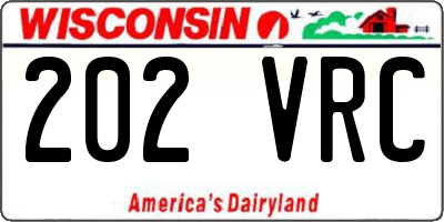 WI license plate 202VRC