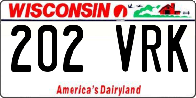 WI license plate 202VRK