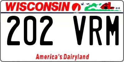 WI license plate 202VRM