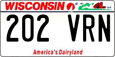 WI license plate 202VRN