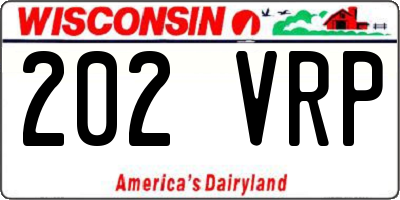 WI license plate 202VRP