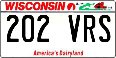 WI license plate 202VRS