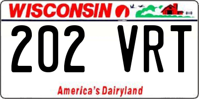 WI license plate 202VRT